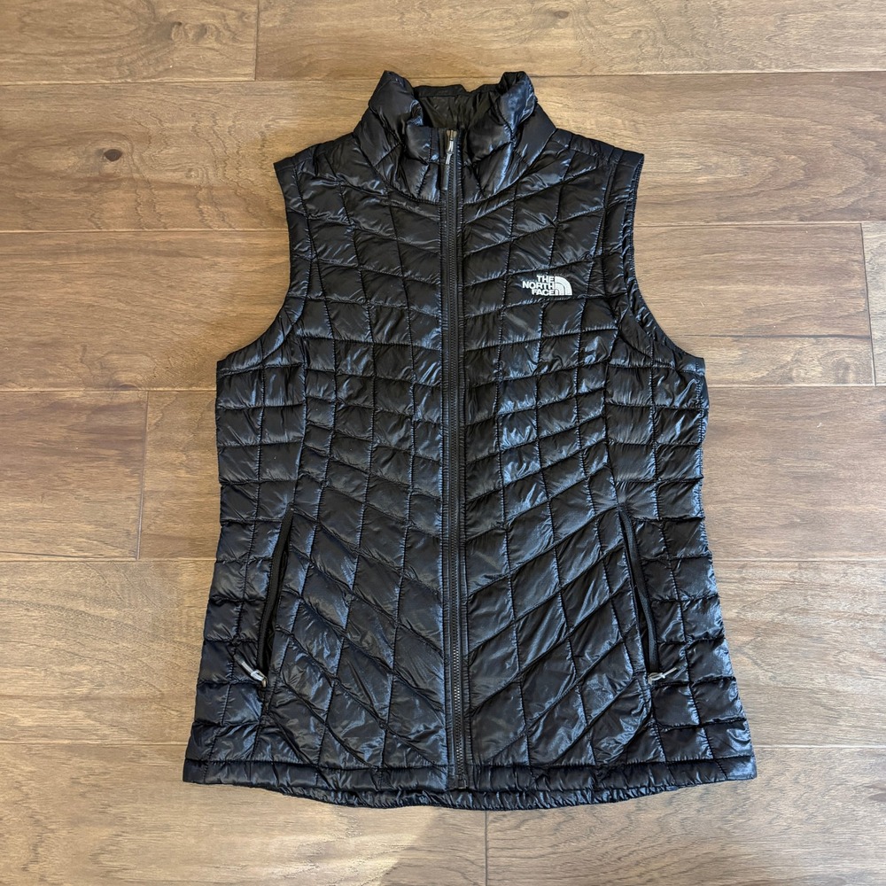 The North Face ThermoBall Vest Womens Small Black Quilted Puffer Full Zip - Picture 1 of 8